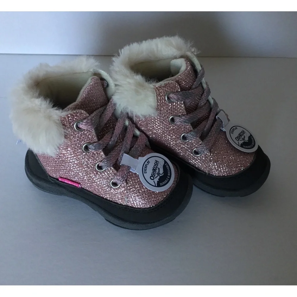 OshKosh B'gosh Ramiro Pink and Black Boots Toddler Size 5‎